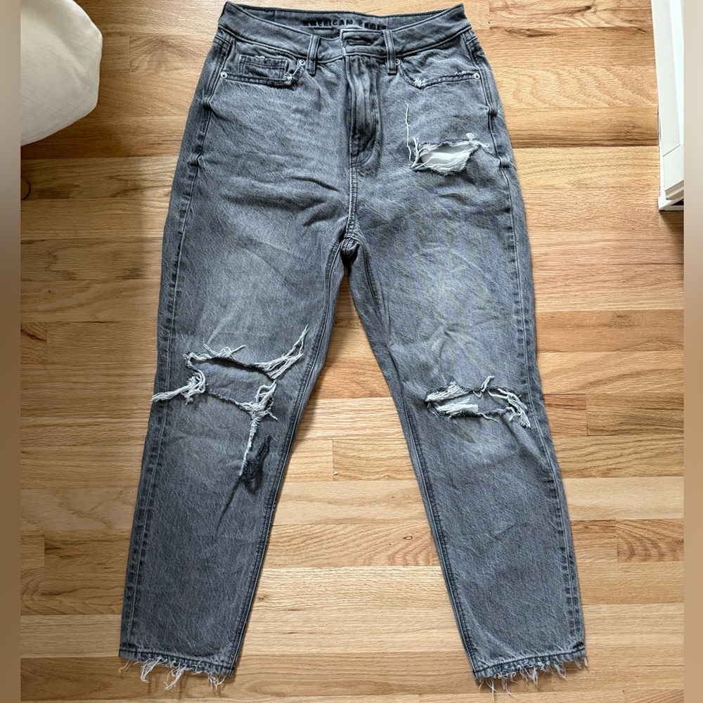 American Eagle Outfitters Light Black Washed Mom Jeans